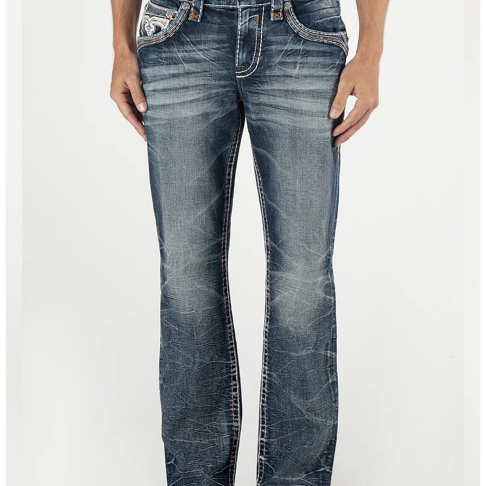 Rock Revival Blue Bootcut Jeans for Men